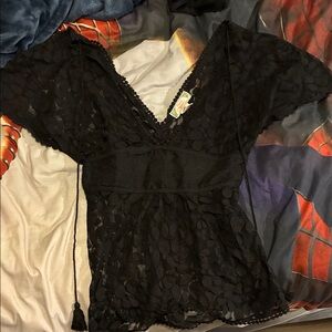 Flying Tomato Black Lace Blouse